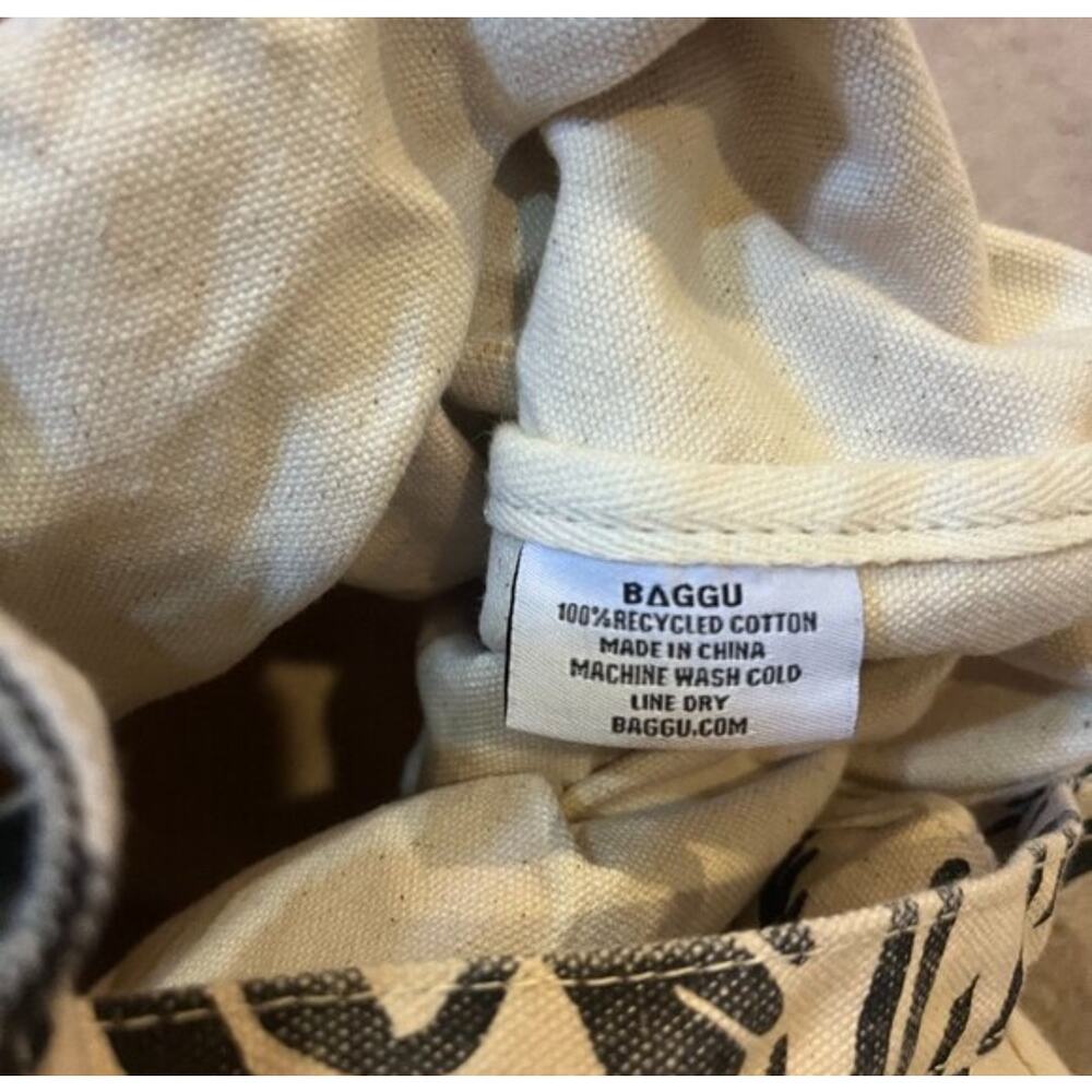 Baggu Cotton Duck Bag Tote Natural Cloud Black Waves Minimalist Collectible Rare - Picture 7 of 8